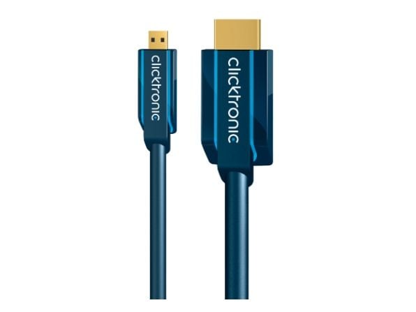 ClickTronic Micro-HDMI til HDMI-kabel 5 m 10,2 Gbit/s, blå