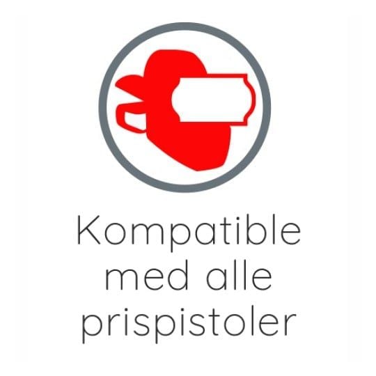 Prisetikett METO 26x12mm neonröd, permanent - (12 rullar x 1 000 st.)