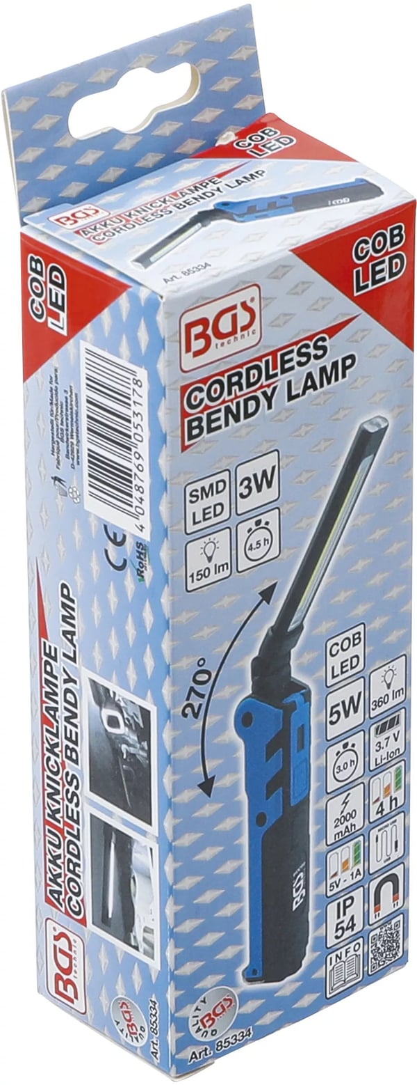 BGS technic Cordless Bendy Lamp, 214 mm, 214 g
