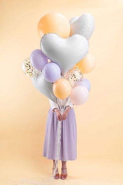 PartyDeco FB141-008, Lekeballong, Folie, Hvit, Monokromatisk, Hjerte (form), Gutt/Jente