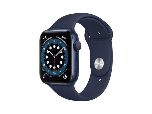 Apple Watch Series 6 (GPS) - 40 mm - blå aluminium - smartklokke med sportsbånd - fluorelastomer - mørk marineblå - båndbredde: S/M/L - 32 GB - Wi-...