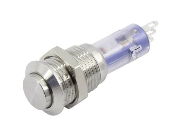 Conrad LAS4GQH-11Z/S Painonappikytkin 48 V, 2 x 1 (Pysyvä päällä/pois), 1 kpl, ruostumaton teräs, ruostumaton teräs, 48 V, 2 A
