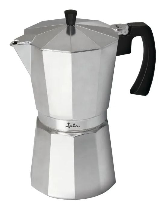 JATA CCA12 espressokannu, 6 kupillista, 0,6 l, alumiini, hopea