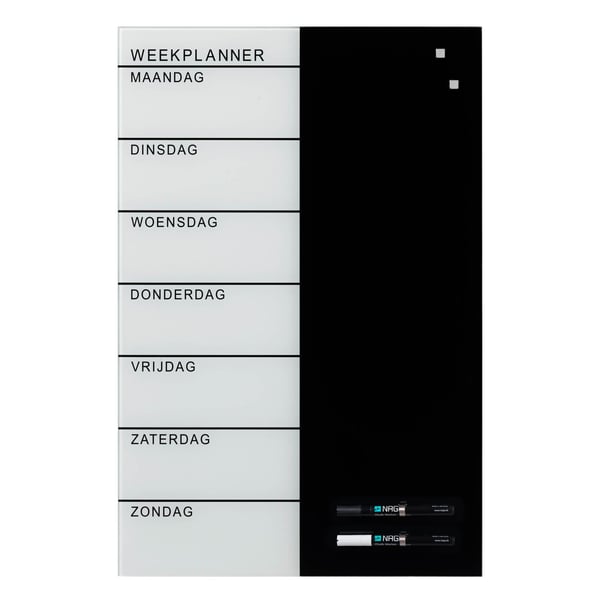 NAGA Ukeplanlegger glasstavle 40x60 cm - med nederlandsk tekst