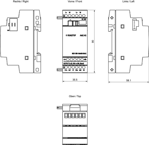 LOGO! AM2 , expansionsmodul,AQ expansionsmodul, PU: DC 24V, 0/4-20MA 2AQ, 0-10V