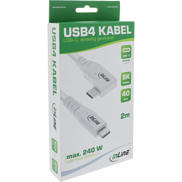 InLine 35912W, 2 m, USB C, USB C, USB4 Gen 3x2, 40 Gbit/sek, Vit