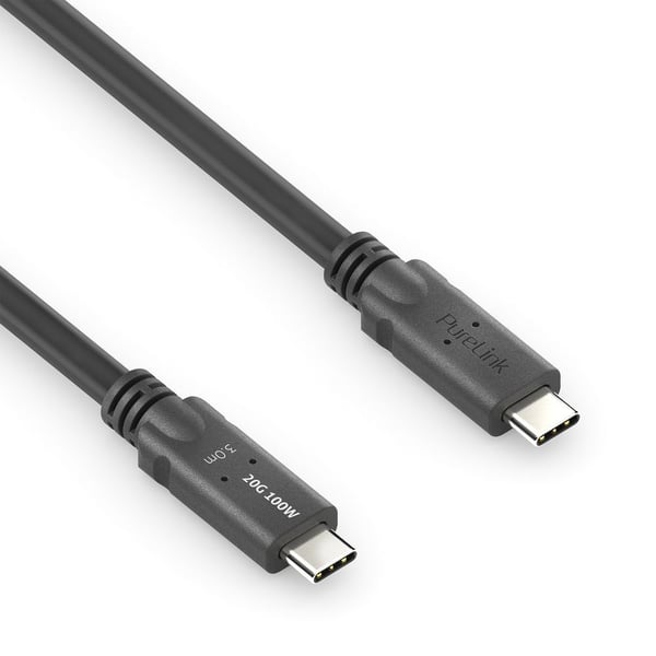 PureLink PureInstall MicroX4 - USB-kabel - USB-C (hane) till USB-C (hane) - USB4 Gen2x2 - 20 V - 5 A - 3 m - passiv, 8K30Hz stöd, 4K144Hz stöd, stö...