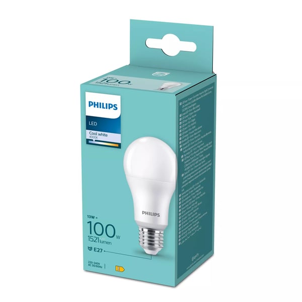 Philips Lyskilde, 13 W, 100 W, E27, 1521 lm, 15000 timer, Kjølig hvit