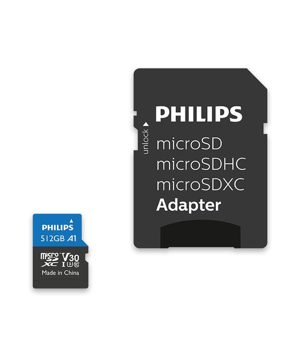 Philips FM51MP65B/00, 512 GB, MicroSDHC, luokka 10, UHS-I, 100 MB/s, 80 MB/s