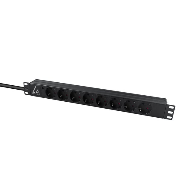 Lanview LVR-2MSCH-LIC-SCH8, Perus, 1U, Yksivaiheinen, Vaaka, Musta, 8 AC-pistorasia(a)