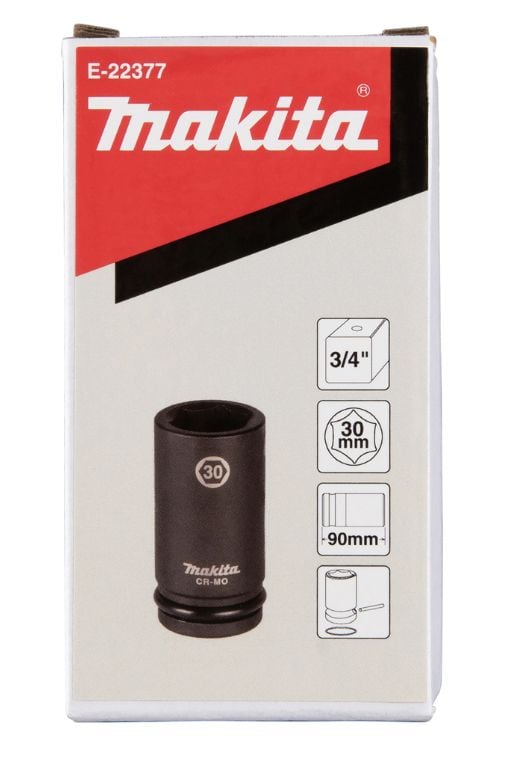 Makita E-22377, Slaghylsa, Svart, 1 huvuden, 3/8", Metrisk, 30 mm
