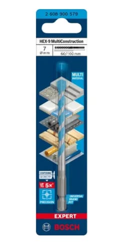 Bosch Expert MultiConstruction HEX-9 - Bor - for betong, plast, stål, bløtt tre, soft tile - 7 mm - heksagonal - lengde: 100 mm
