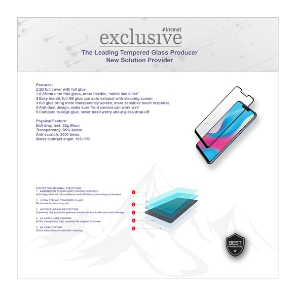 Insmat Exclusive - Skjermbeskyttelse for mobiltelefon - full skjerm - 2.5D - glass - rammefarge svart - for HMD Fusion