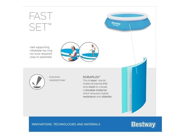 Bestway Fast Set 57448 oppblåsbart basseng 2,44 m x 61 cm, rundt