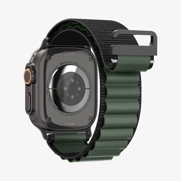 Spigen WBF1, Band, Smartwatch, Svart, Grön, Apple, Apple Watch Ultra 3 (49mm) Apple Watch Ultra 2 (49mm) Apple Watch Ultra (49mm), Tyg