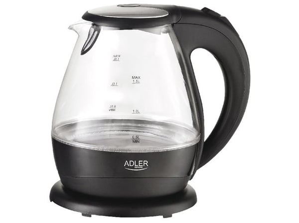 Adler AD 1224, 1,5 L, 2000 W, Musta, Läpinäkyvä, Veden tason ilmaisin