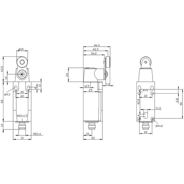 Siemens 3SE5234-0HK21-1AC4, muovi, IP65, 43 mm, 67 mm, 148 mm, 113 g