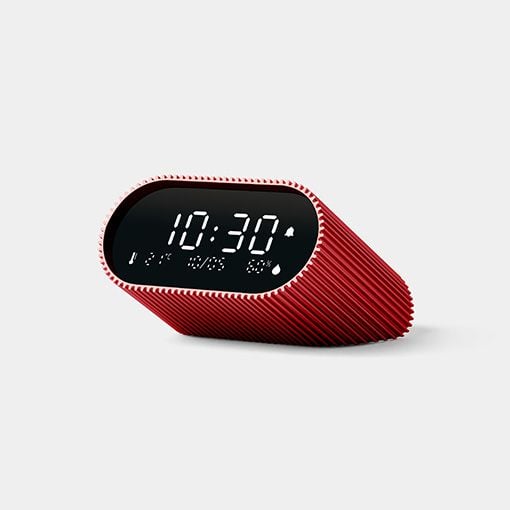 LEXON Ray Clock, Digital väckarklocka, Oval, Röd, Akrylnitrilbutadienstyren (ABS), Gjuten aluminium, inomhus, Adult/Child