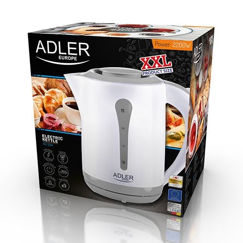 Adler AD 1244, 2,5 L, 2200 W, Valkoinen, Muovi, Veden tason ilmaisin