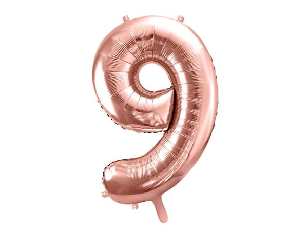 PartyDeco FB1M-9-019R, Ilmapallo, Kalvo, Ruusukulta, Syntymäpäivä, Numero, Poika/tyttö