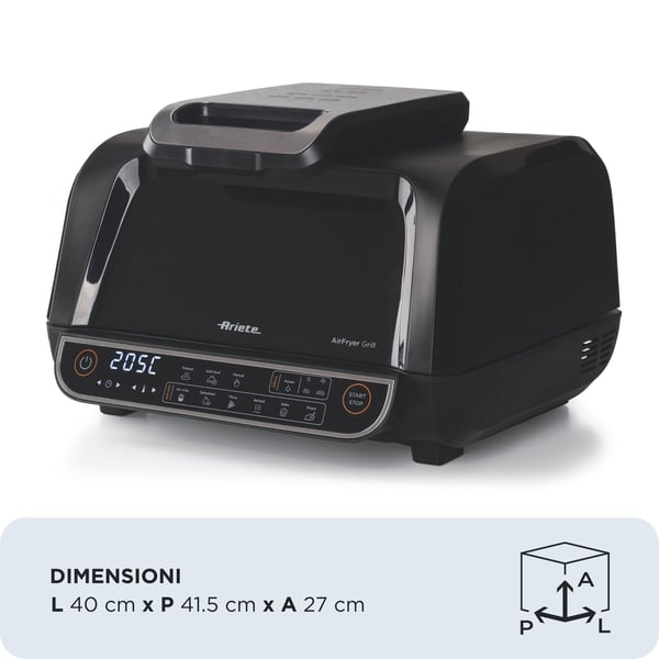 Ariete 4635/00, Varmluftsfritös, 8 l, 230 ° C, Single, Svart, Röra