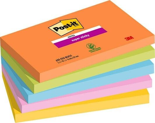 Post-it Super Sticky Notes Boost, 76 x 127 mm, 90 ark pr. blok, pakke a 5 stk