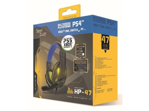 Steelplay HP47, Kuulokkeet, Pääpanta, Pelaaminen, Musta, Keltainen, Kaksikanavainen, Volume +,Volume -