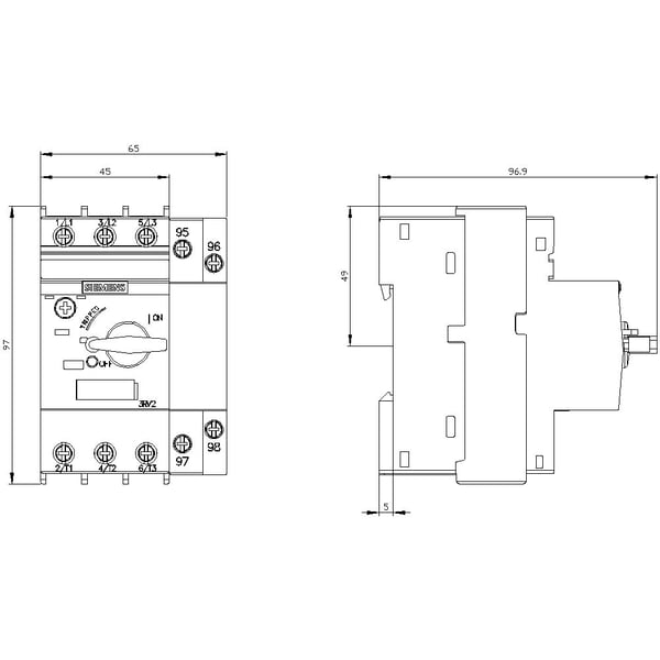 Motorskydd 3RV2 S00 2,2–3,2 A, klass 10 A-motor