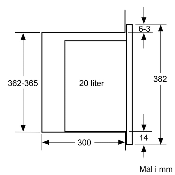 Siemens iQ300 BF520LMA1 - Mikrobølgeovn - innebygd - 20 liter - 800 W - svart