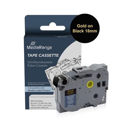 MediaRange MRBTZ344, Guld på svart, Permanent akryl, 1 styck, TZ/TZe, Grå, Plast