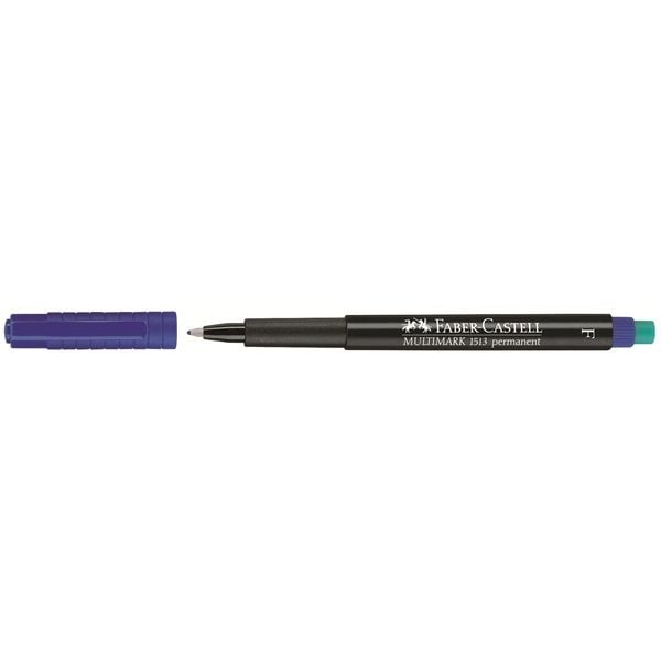 Faber-Castell MULTIMARK - Marker - permanent - blå - 0,6 mm - fin - med suddgummi