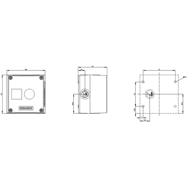 Siemens 3SU1801-0AA00-0AB2 Tomt hus 1 installationspunkt (L x B x K) 85 x 85 x 64 mm Gul 1 stk