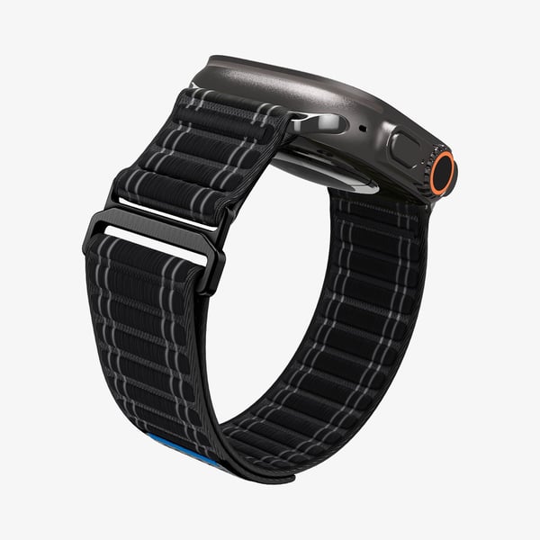 Spigen WBF0, Band, Smartklokke, Svart, Apple, Apple Watch (44/45mm), Apple Watch 10/11 (46mm), Apple Watch Ultra (49mm), Nylon