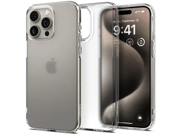 Spigen Ultra Hybrid - Baksidedeksel for mobiltelefon - polykarbonat, termoplast-polyuretan (TPU) - krystallklar - for Apple iPhone 15 Pro Max