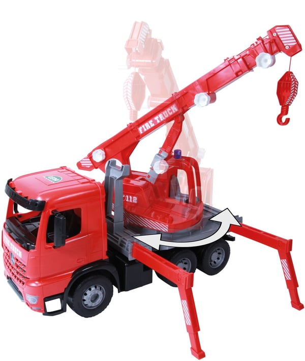 Lena GIGA TRUCKS Fire Crane truck Arocs, Kranbil, 3 år, Sort, Grå, Rød