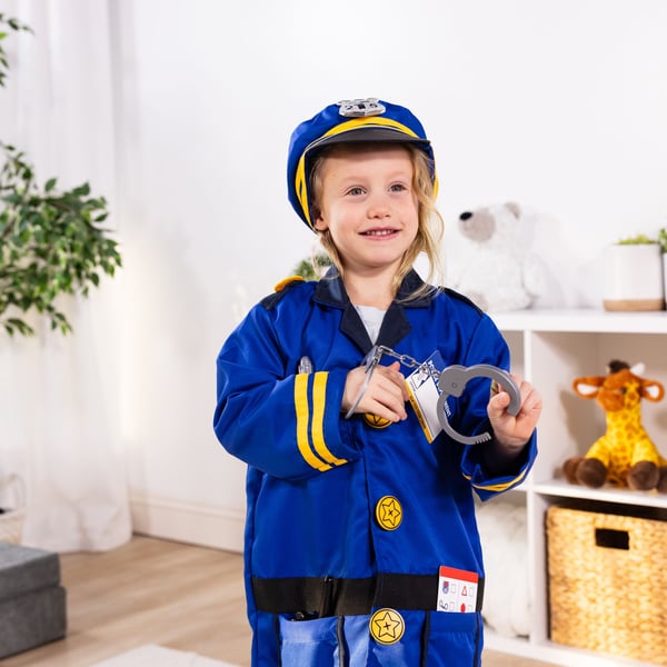 Melissa & Doug MPP RLP PoliceOfficerCstmRlplySet GML, Fancy kostyme, Barn, Unisex, Uniform, Politi, Blå, Gult