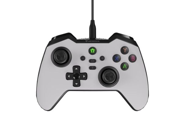 Genesis Mangan 300 - Spelkontroll - 19 knappar - kabelansluten - vit - för PC, Android, Steam Deck, Nintendo Switch, Asus Rog Ally