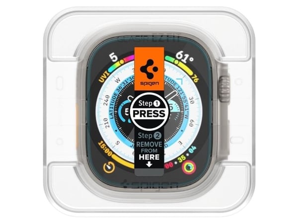 Spigen GLAS.tR EZ Fit skjermbeskytter til Apple Watch Ultra 49 mm, 2-pk