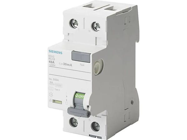SIEMENS vikavirtasuojakatkaisija tyyppi A 40A 1 napa + nolla 30mA laukaisuvirta 230V 2 moduulin leveys
