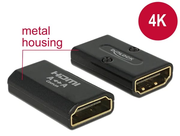 Delock - HDMI-anslutning - HDMI hona till HDMI hona - svart - stöd för 4K