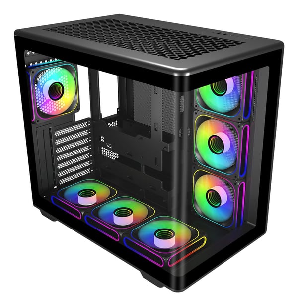 Cooler Master Elite 600 - Mid tower - ATX - sidepanel med vindu (herdet glass) - ingen strømforsyning (ATX) - svart - USB/lyd
