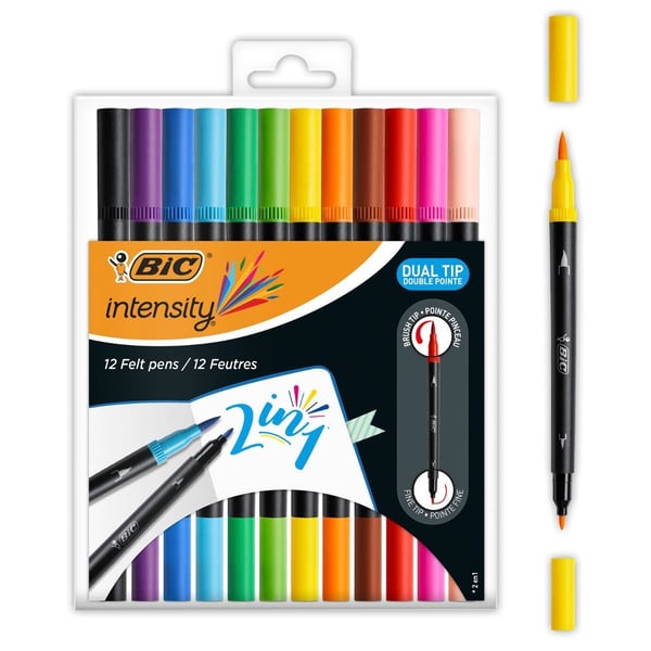BIC Intensity - Twin-tip-markør - vannbasert blekk / 0.7 mm fin (en pakke 12)