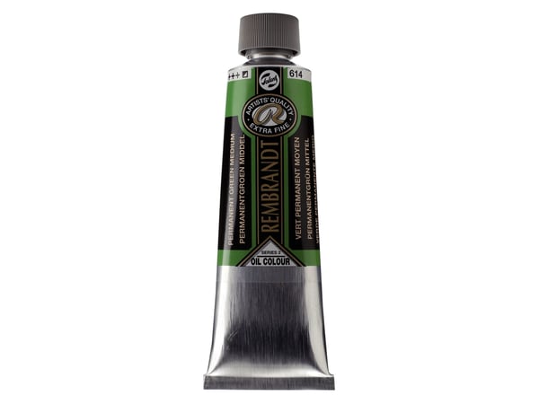 Rembrandt oljemaling tube Permanent Green Medium 614