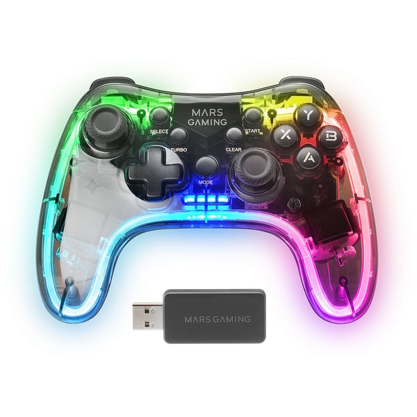 Mars Gaming MGP-24, Spelplatta, Android, MAC, PC, PlayStation 4, Playstation 3, Xbox 360, D-pad, Turbo-knapp, Röd/Grön/Blå, Trådlös, RF