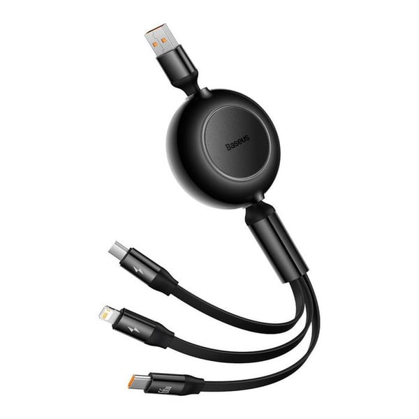 Baseus Bright Mirror 3, USB 3 i 1 med kabel, Micro USB / Lightning / USB-C, 66 W / 2A, 1,1 m (svart)