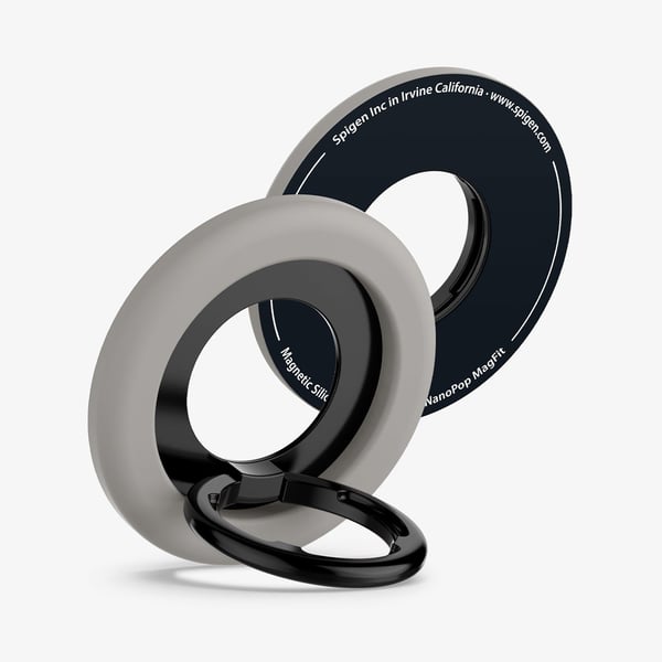 Spigen Nano Pop (MagFit), Magnetisk ring, Grå, Metall, Silikon, Apple, 1 stykker