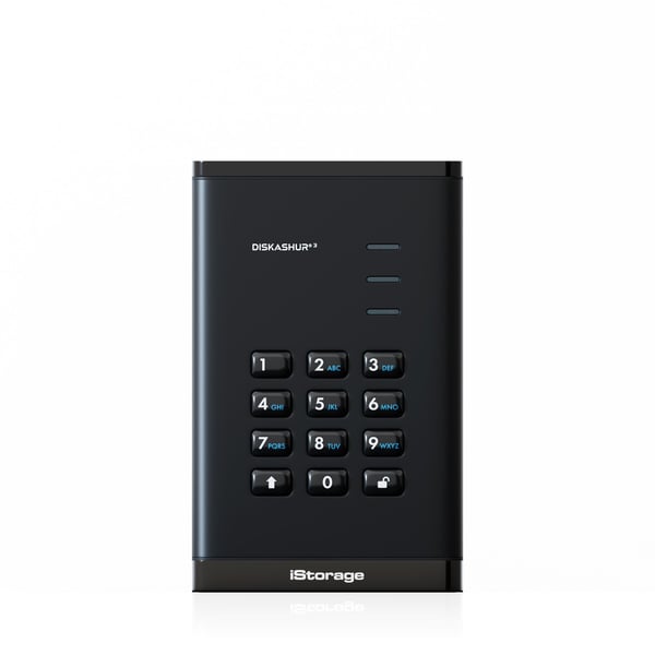 iStorage diskAshur³ - SSD - kryptert - 512 GB - ekstern (bærbar) - USB 3.2 Gen 1 - 256-bit AES-CBC, 256-bit AES-XTS, AES-ECB, FIPS 140-3 Level 3 - ...