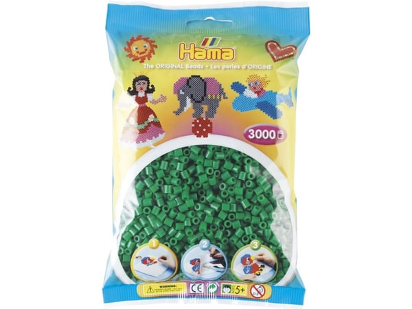 Hama Beads 201-10, Grønn, Rørperle, 3000 stykker