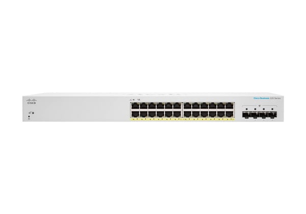 Cisco Business 220 Series CBS220-24FP-4X - Switch - smart - 24 x 10/100/1000 (PoE+) + 4 x 10 Gigabit SFP+ (opplenke) - rackmonterbar - PoE+ (382 W)...