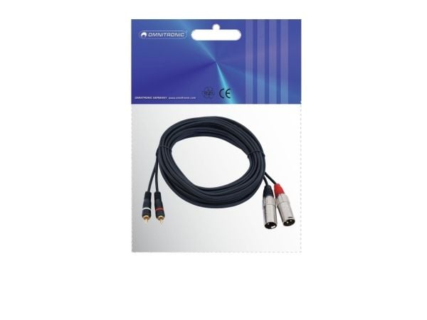 Omnitronic 3022522E, 2 x XLR (3-pin), Hankjønn, 2 x RCA, Hankjønn, 6 m, Svart